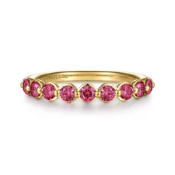 Best Gabriel & Co. 14K Yellow Gold Pink Tourmaline Stackable Ring