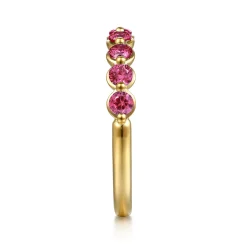 Best Gabriel & Co. 14K Yellow Gold Pink Tourmaline Stackable Ring