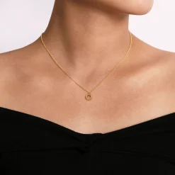 Best Gabriel & Co. 14K Yellow Gold Plain and Bujukan Beaded Interlocking Circles Pendant Necklace