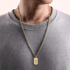 Clearance Gabriel & Co. 14K Yellow Gold Plain Dog Tag Mens Pendant