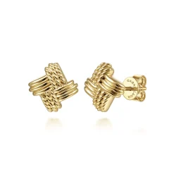 Best Gabriel & Co. 14K Yellow Gold Plain Rope Stud Earrings