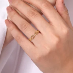 Discount Gabriel & Co. 14K Yellow Gold Plain Twisted Stackable Ring