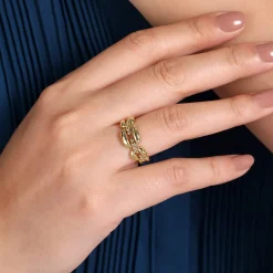 Discount Gabriel & Co. 14K Yellow Gold Polished Chain Link Ring with Bujukan Bead Connector
