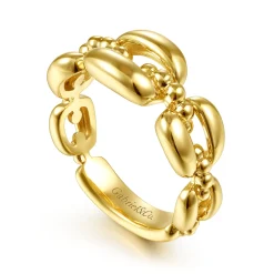 Discount Gabriel & Co. 14K Yellow Gold Polished Chain Link Ring with Bujukan Bead Connector