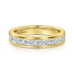 Sale Gabriel & Co. 14K Yellow Gold Princess Cut Channel Prong Set Diamond Anniversary Band - 0.95 ct