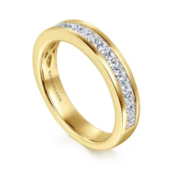 Sale Gabriel & Co. 14K Yellow Gold Princess Cut Channel Prong Set Diamond Anniversary Band - 0.95 ct