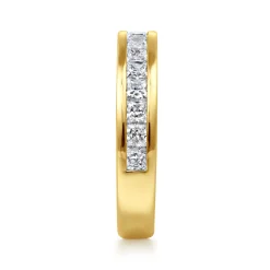 Sale Gabriel & Co. 14K Yellow Gold Princess Cut Channel Prong Set Diamond Anniversary Band - 0.95 ct