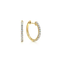 Outlet Gabriel & Co. 14K Yellow Gold Prong Set 15mm Round Classic Diamond Hoop Earrings