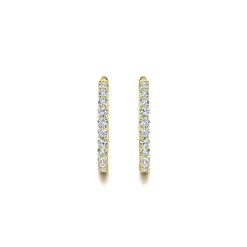 Outlet Gabriel & Co. 14K Yellow Gold Prong Set 15mm Round Classic Diamond Hoop Earrings