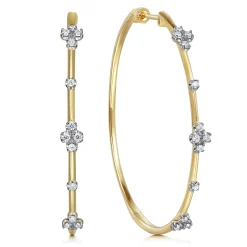 Sale Gabriel & Co. 14K Yellow Gold Prong Set 50mm Round Classic Diamond Hoop Earrings