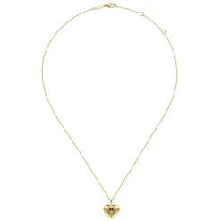 Discount Gabriel & Co. 14K Yellow Gold Puff Heart Pendant Locket Necklace with Diamond Star