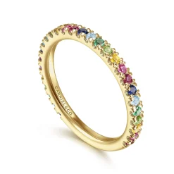 Hot Gabriel & Co. 14K Yellow Gold Rainbow Color Stone Stackable Ring