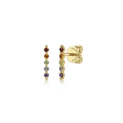 Clearance Gabriel & Co. 14K Yellow Gold Rainbow Color Stone Stud Earrings