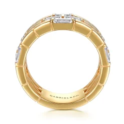 Clearance Gabriel & Co. 18K Yellow Gold Rectangle Diamond Wide Band Ring