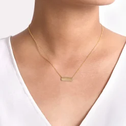 New Gabriel & Co. 14K Yellow Gold Rectangular ID Pendant Necklace with Twisted Rope Frame