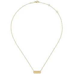 New Gabriel & Co. 14K Yellow Gold Rectangular ID Pendant Necklace with Twisted Rope Frame