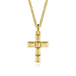 Outlet Gabriel & Co. 14K Yellow Gold Rectangular Station Cross Pendant