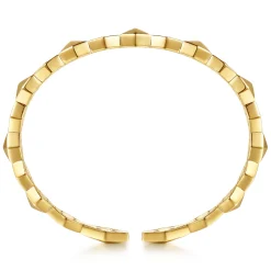 Hot Gabriel & Co. 14K Yellow Gold Rhombus Diamond Hard Cuff Bangle Bracelet