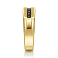 Online Gabriel & Co. 14K Yellow Gold Ring with Black Diamond Inlay in High Polished Finish