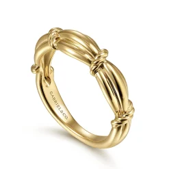 Gabriel & Co. 14K Yellow Gold Ring with Twisted Rope Stations