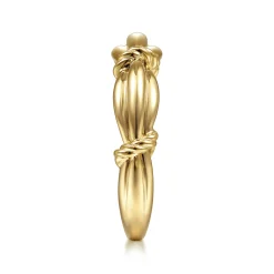 Gabriel & Co. 14K Yellow Gold Ring with Twisted Rope Stations