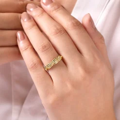 Gabriel & Co. 14K Yellow Gold Ring with Twisted Rope Stations