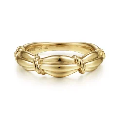 Gabriel & Co. 14K Yellow Gold Ring with Twisted Rope Stations