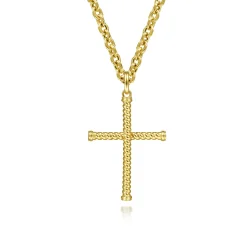Hot Gabriel & Co. 14K Yellow Gold Rope Cross Pendant