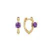 Sale Gabriel & Co. 14K Yellow Gold Round Amethyst Bujukan Huggies