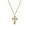 New Gabriel & Co. 14K Yellow Gold Round Bezel Set Diamond Cross Pendant Necklace