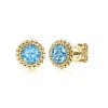 Online Gabriel & Co. 14K Yellow Gold Round Blue Topaz with Beaded Frame Stud Earrings