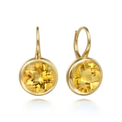 Hot Gabriel & Co. 14K Yellow Gold Round Citrine Earrings With Flower Pattern J-Back
