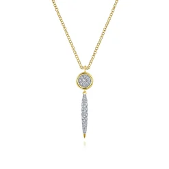 Hot Gabriel & Co. 14K Yellow Gold Round Cluster Diamond and Spike Drop Pendant Necklace
