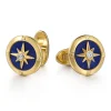 Online Gabriel & Co. 14K Yellow Gold Round Compass Cufflinks with Diamond and Lapis