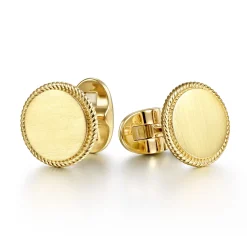 Hot Gabriel & Co. 14K Yellow Gold Round Cufflinks with Twisted Rope Trim
