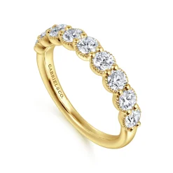 Clearance Gabriel & Co. 14K Yellow Gold Round Diamond Anniversary Band - 1.05 ct