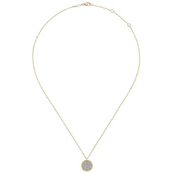 Hot Gabriel & Co. 14K Yellow Gold Round Diamond Pave Pendant Necklace with Bujukan Bead Frame