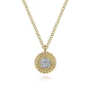 Hot Gabriel & Co. 14K Yellow Gold Round Diamond Pave Cluster Pendant Necklace with Twisted Rope Frame