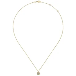 Hot Gabriel & Co. 14K Yellow Gold Round Diamond Pave Cluster Pendant Necklace with Twisted Rope Frame