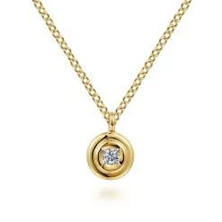 Hot Gabriel & Co. 14K Yellow Gold Round Diamond Pendant Necklace