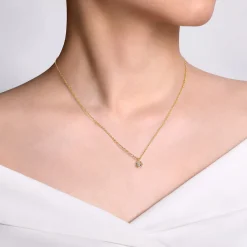 Hot Gabriel & Co. 14K Yellow Gold Round Diamond Pendant Necklace