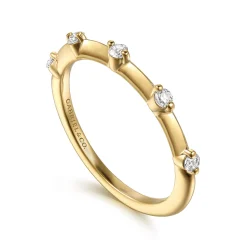 New Gabriel & Co. 14K Yellow Gold Round Diamond Station Anniversary Band - 0.15 ct