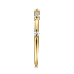 New Gabriel & Co. 14K Yellow Gold Round Diamond Station Anniversary Band - 0.15 ct