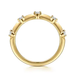 New Gabriel & Co. 14K Yellow Gold Round Diamond Station Anniversary Band - 0.15 ct