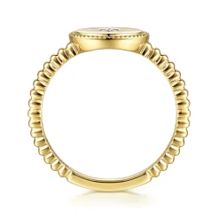 Hot Gabriel & Co. 14K Yellow Gold Round Diamond Star Bujukan Signet Ring