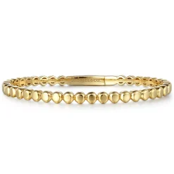 New Gabriel & Co. 14K Yellow Gold Round Disk Pattern Cuff Bracelet