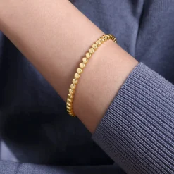 New Gabriel & Co. 14K Yellow Gold Round Disk Pattern Cuff Bracelet