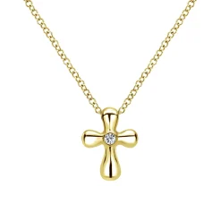 Online Gabriel & Co. 14K Yellow Gold Rounded Diamond Cross Necklace