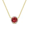 Best Gabriel & Co. 14K Yellow Gold Round Garnet and Diamond Halo Pendant Necklace