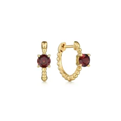 Discount Gabriel & Co. 14K Yellow Gold Round Garnet Bujukan Huggies